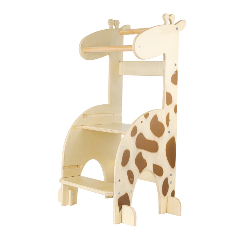 Wachsender Lernturm mit wunderschönem Giraffenmotiv und höhenverstellbarer Stufe