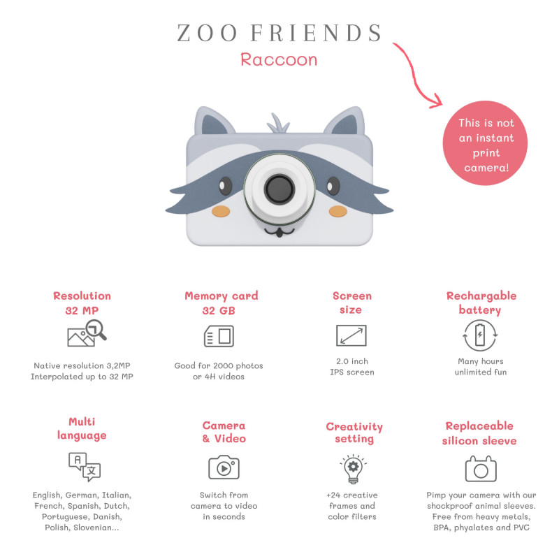 The Zoofamily Kinder-Digitalkamera Waschbär