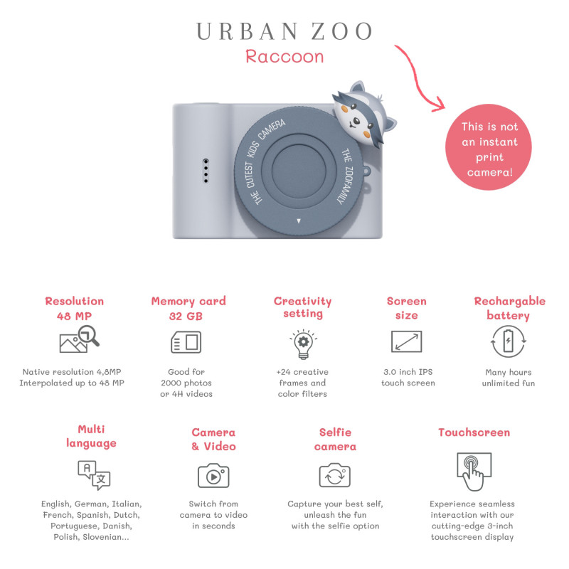 The Zoofamily UrbanZoo Kinder-Digitalkamera Waschbär
