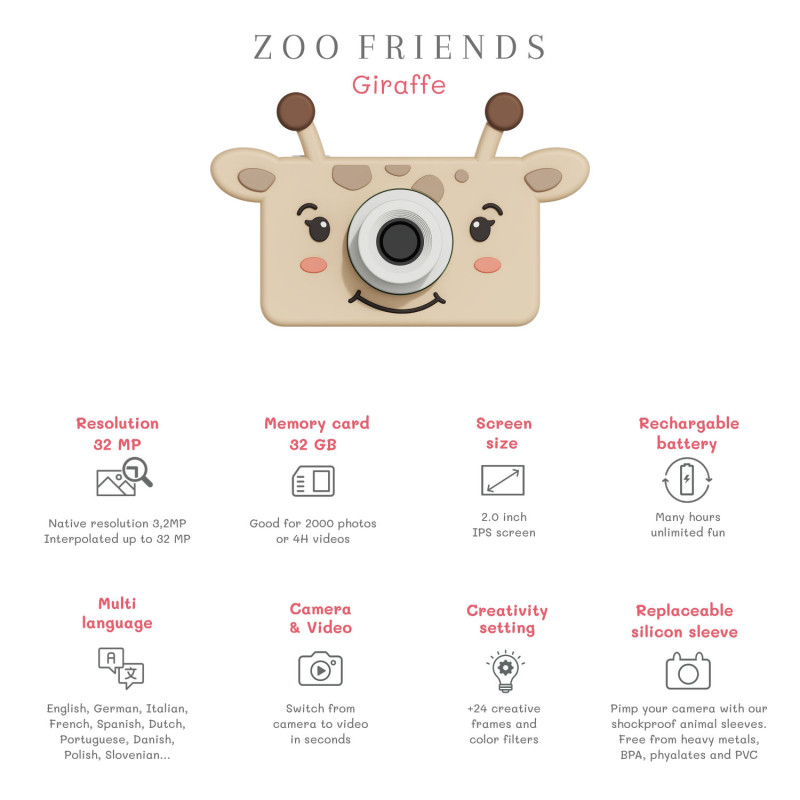 The Zoofamily Kinder-Digitalkamera Giraffe The Zoofamily Kinder-Digitalkamera Giraffe