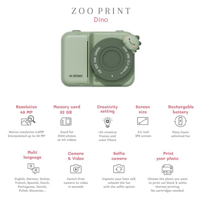 The Zoofamily Print Kinder-Digitalkamera Dino The Zoofamily Print Kinder-Digitalkamera Dino