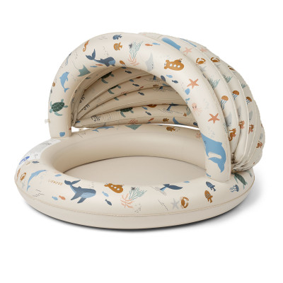 LIEWOOD aufblasbares Kinderbecken mit Sonnendach Hadleia Sea Creature Sandy