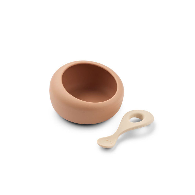 LIEWOOD Silikon-Schale mit Löffel Sparia Tuscany Rose / Apple Blossom