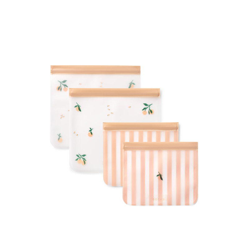 LIEWOOD Lebensmittelbeutel Rebus 4er-Set Peach / Sea shell