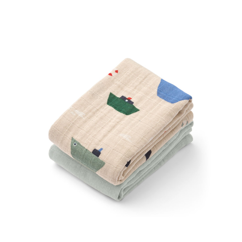 LIEWOOD Mulltücher Lewis 2er-Pack Sailing / Dove blue mix