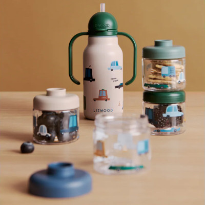 LIEWOOD Dominique Tritan-Behälter für Babynahrung 100 ml 4er-Set Cars / Sandy
