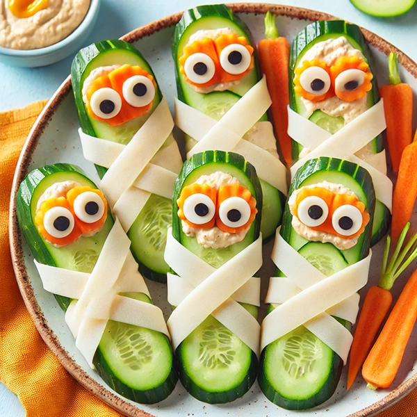 Gesunde Gurken-Käse-Mumien