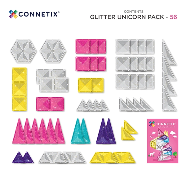 Magnetischer Baukasten CONNETIX® Glitter Unicorn Pack 56 Teile